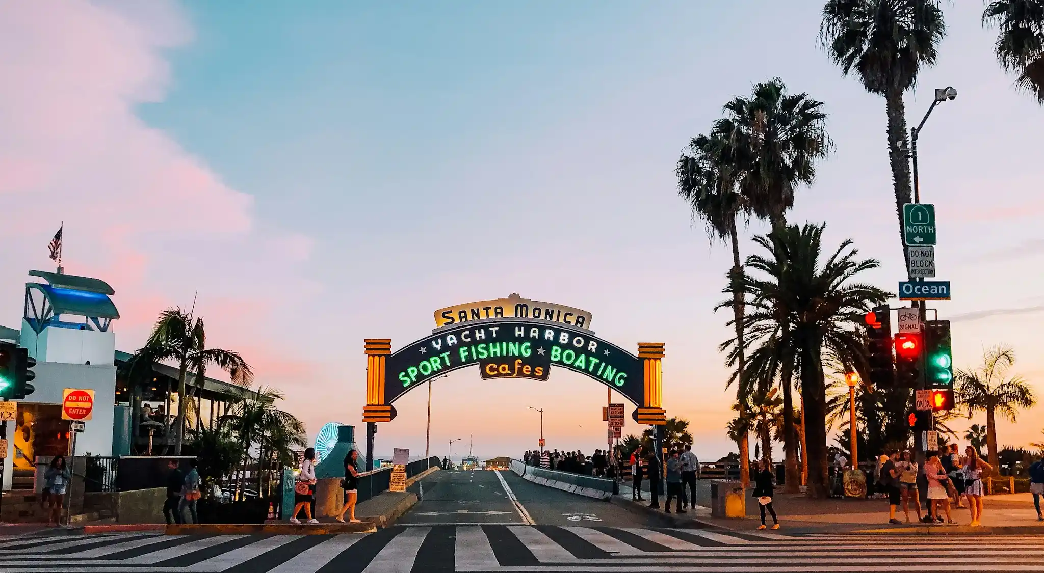 Santa Monica Pier entrance sign